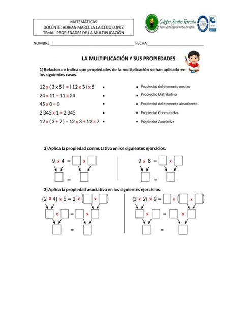 Propiedades De La Multiplicaci N Interactive Exercise For Basica