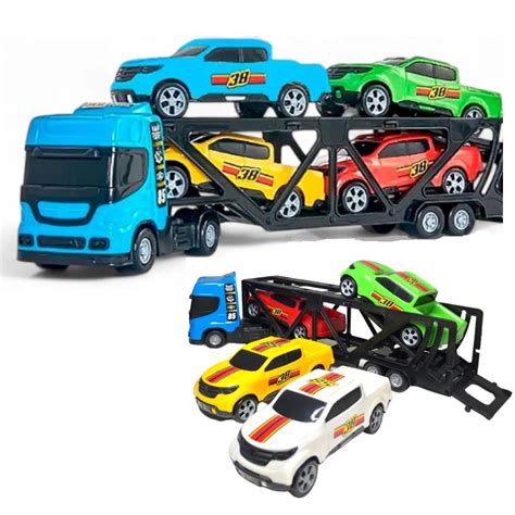 Caminhao Brinquedos - Caminhão De Brinquedo Cegonha 4 Carrinhos Infantil Grande | Shopee Brasil