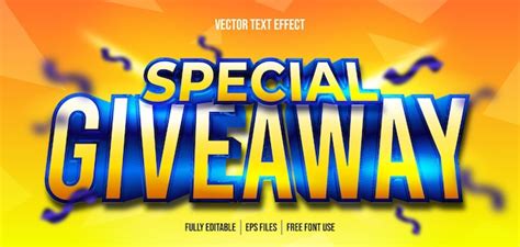 Premium Vector Special Giveaway 3d Editable Text Effect