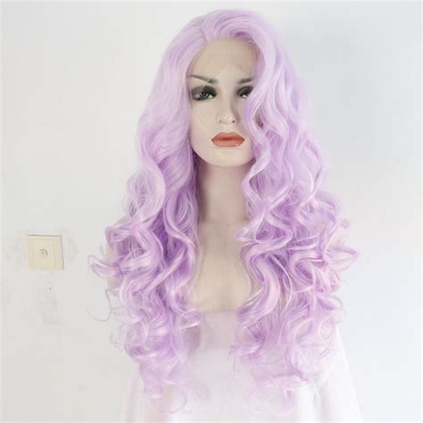 Glueless Purple Wavy Synthetic Lace Front Wig Synthetic Lace Wigs Lace Front Wigs Synthetic