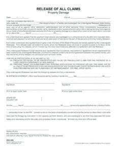 Printable Property Damage Settlement Agreement And Release Template