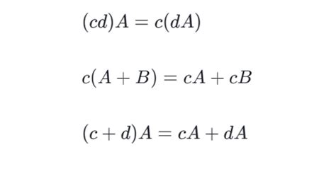 Properties of matrix scalar multiplication (article) | Khan Academy