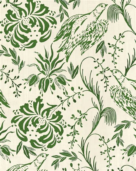 FOLK EMBROIDERY Fern Green Wallpaper