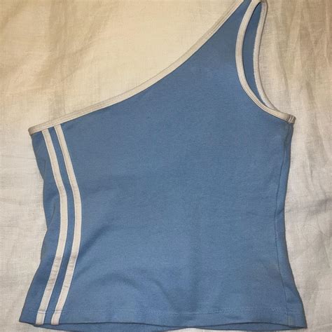 One Step Up Womens Blue And White Vest Depop