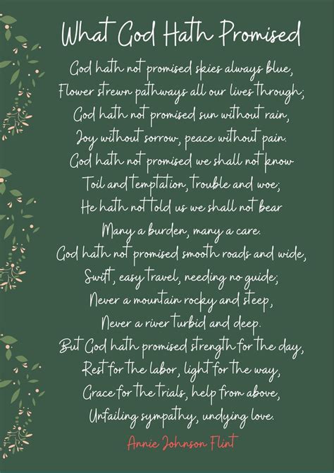 Printable Poem Annie Johnson Flint What God Hath Promised Etsy