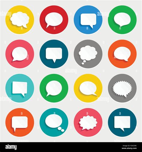 White Speech Bubbles Icon Set Vector Illustration Stock Vector Image