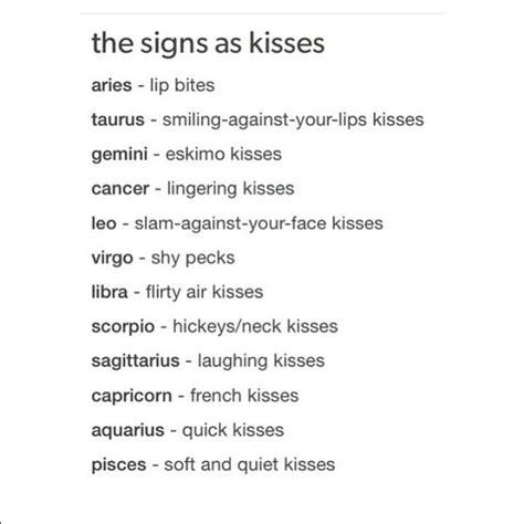 What S Your Type Of Kiss Zodiac Signs Zodiac Signs Horoscope Zodiac