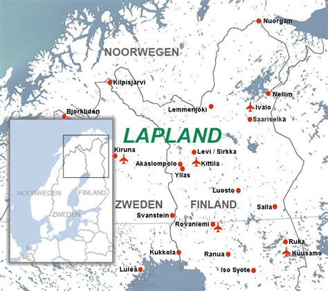 Lapland Kaart Lle Plaatsen En Vliegvelden Voigt Travel