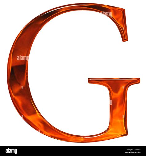 Uppercase Letter G The Extruded Of Glass With Pattern Flame Isolated