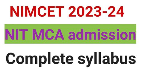 NIMCET Admission 2023 L NIT MCA Nimcet Entrance Test Date Announced