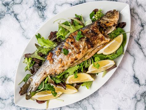 Sea Bass With Garlic Sauce And White Wine