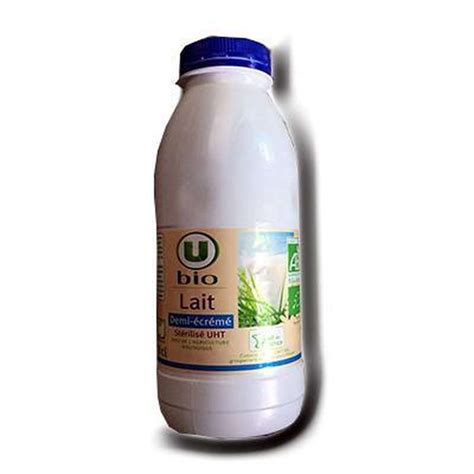 Lait uht demi écrémé BIO U BIO 50 cl Bam courses Courses en