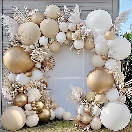 Amazon White Sand Gold Balloon Garland Double Stuffed Pastel