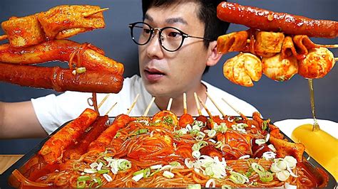 맵다😭🌶캡사이신 모듬떡꼬치spicy Tteokbokki 쫄면사리는 보너스~ 요리 먹방 Real Sound Mukbang Eating Show Youtube