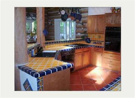 MexicanTiles.com - Mexican Talavera Tile in Kitchen Island Countertop & Backsplash