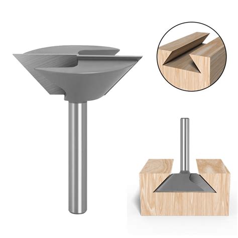 KAJOVE 8mm Router Bit Shank Dovetail Joint 45 Steel Bottom Cleaning