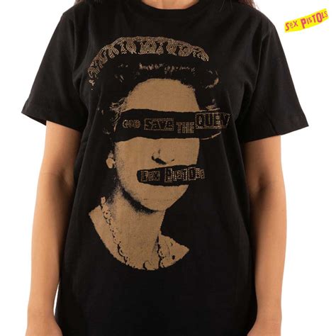 Sex Pistols セックスピストルズ GOD SAVE THE QUEEN Tシャツ装飾プリント ブラック Tシャツ