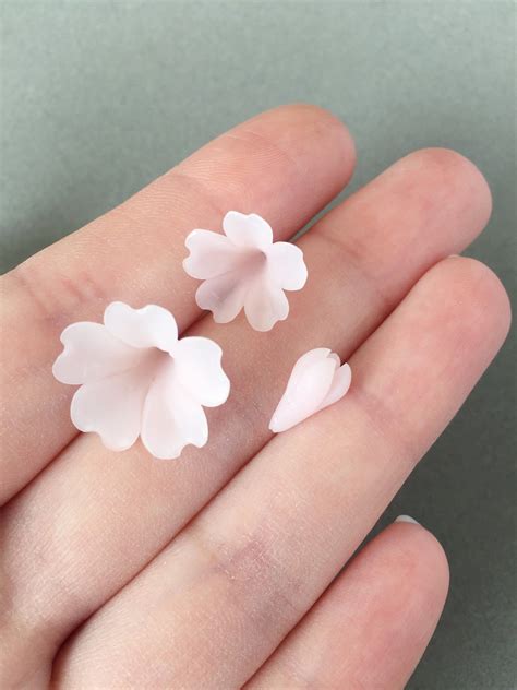 10 X Light Pink Clay Flower Beads Blush Pink Flowers Polymer Clay Flowers Beading Flowers For