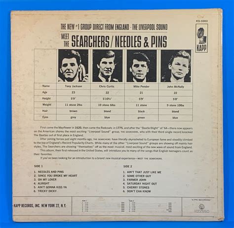 The Searchers Meet The Searchers Needles And Pins” 1964 Vinyl Lp First