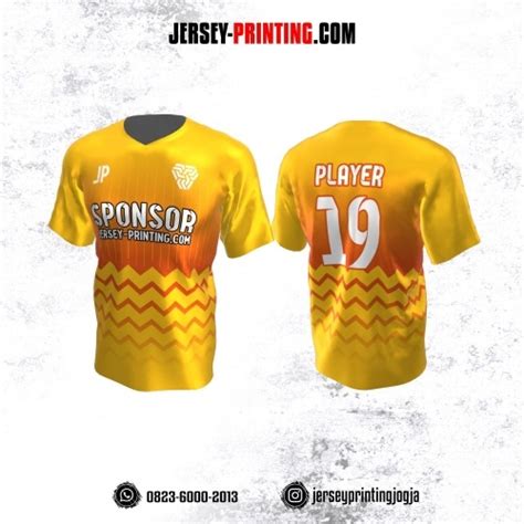 Jersey Atasan Badminton Volly Lari Futsal Kuning Orange Putih Motif