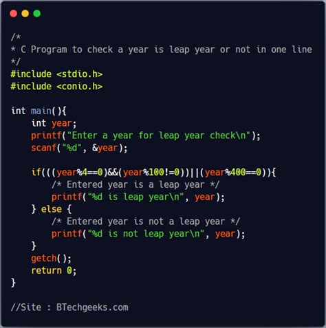 C Program To Check Year Is Leap Year Or Not BTech Geeks Computer