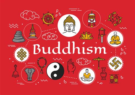 Buddhism religion symbols and meditation culture 16165475 Vector Art at ...