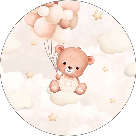 Painel Redondo Festa Tecido Sublimado 3D Chá de Bebe Nude