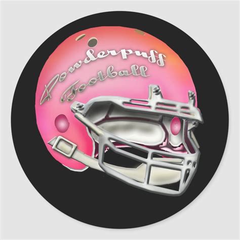 Powderpuff Pink Football Helmet Classic Round Sticker | Zazzle | Pink ...