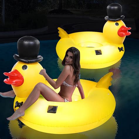 Amazon Capoda Pack Inflatable Duck Pool Floats With Led Solar