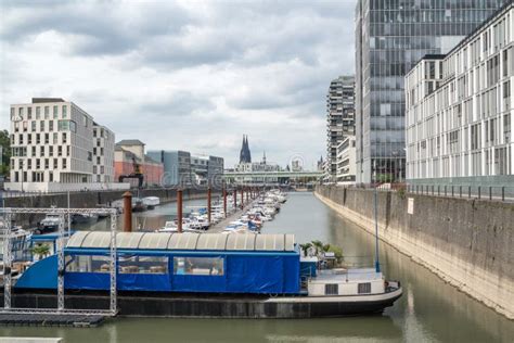 Cologne Germany April 19 2017 Crane Houses In The Rheinauhafen