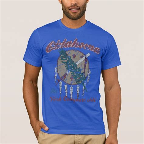 Vintage Oklahoma Flag Work Conquers All T-Shirt | Zazzle | Oklahoma ...