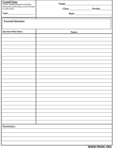 2024 Printable Cornell Notes Template PDF En 2024