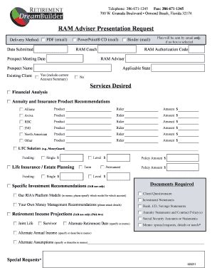 Fillable Online Ram Adviser Presentation Request Fax Email Print