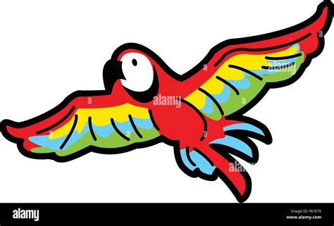 Colorful Tropical Macaw Parrot Flying Stock Vector Image & Art - Alamy