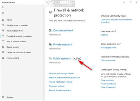 Firewall And Network Protection In Windows 10 And 11 Explained And How To Hide It Majorgeeks