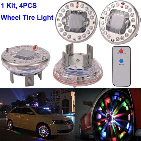 Automotive 4PCS Mode 16 LED Car Neon Solar Energy Wheel Tire Light