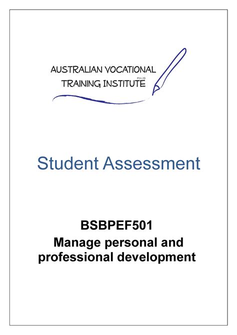 Bsbpef Student Assessment V Student Assessment Bsbpef Manage