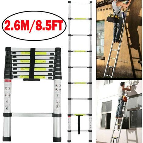 Aluminium Folding Telescopic Ladder 2 6m 9 Steps Ladder Multi Purpose