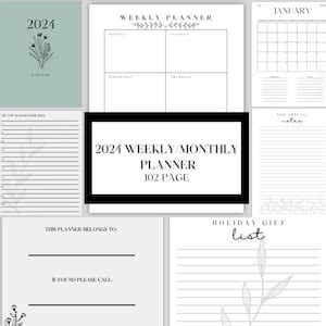 Floral 2024 Planner Monthly/weekly With NOTES - Etsy