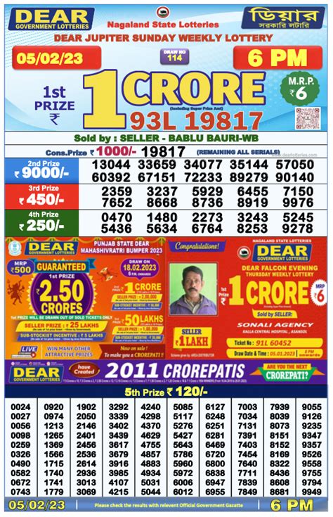 Nagaland State Lottery Sambad Result For Feb 6 Nagalandlotteries