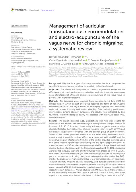 PDF Management Of Auricular Transcutaneous Neuromodulation And