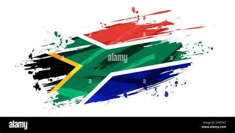 South Africa Flag With Brush Paint Style And Halftone Effect South Africa Flag Background With