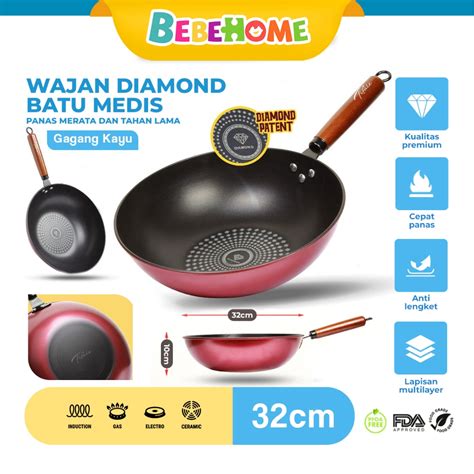 Jual Bebehome By Tifale Diamond Wokpan Tutup Kaca Wajan Penggorengan