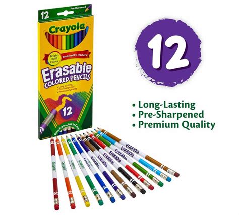 Crayola Erasable Colored Pencils Assorted Colors Art Tools For Kids