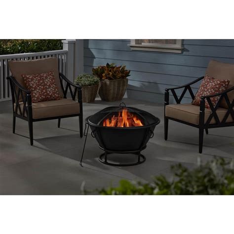 Hampton Bay In Outdoor Cast Iron Steel Wood Burning Black Fire Pit