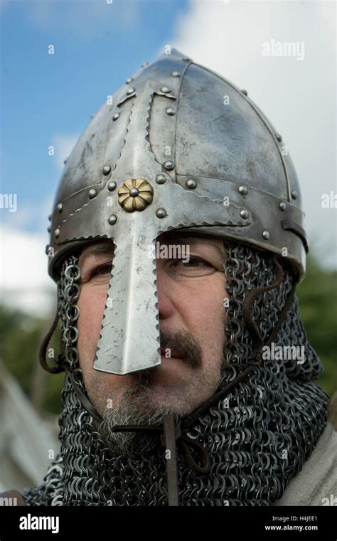 Close Up Of Warrior In A Reenactment Of The 1066 Battle Of Hasting On