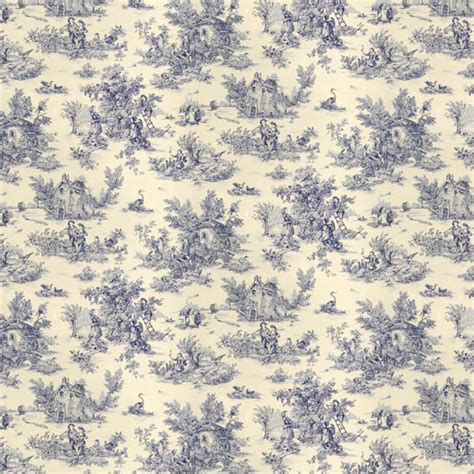 Dekostoff Pastorale 280 Cm Blau Toile De Jouy Stoffe De