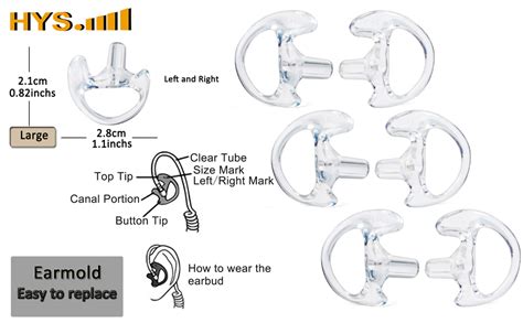 Hys Clear Soft Large Earmold Replacement Ear Pieces Flexible Open Ear Insert Ear