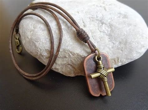 Mens Cross Necklace On Leather - Surflegacy