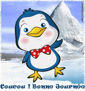 coucou bonne journée avec petit pingouin heureux les gifs